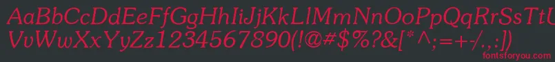 ItcSouvenirLtLightItalic Font – Red Fonts on Black Background