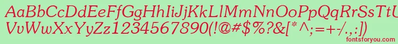 ItcSouvenirLtLightItalic Font – Red Fonts on Green Background