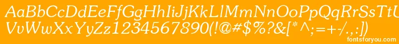 ItcSouvenirLtLightItalic Font – White Fonts on Orange Background