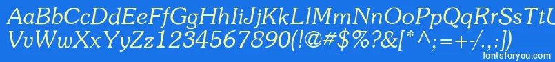 ItcSouvenirLtLightItalic Font – Yellow Fonts on Blue Background