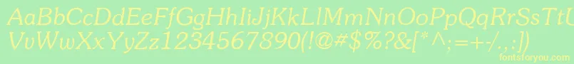 ItcSouvenirLtLightItalic Font – Yellow Fonts on Green Background