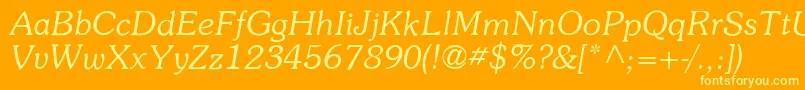 ItcSouvenirLtLightItalic Font – Yellow Fonts on Orange Background