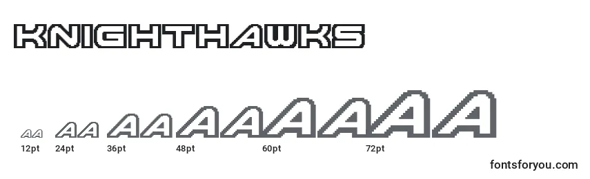 sizes of knighthawks font, knighthawks sizes
