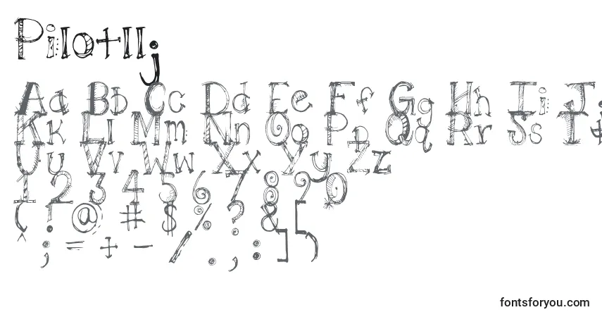 characters of pilotllj font, letter of pilotllj font, alphabet of  pilotllj font