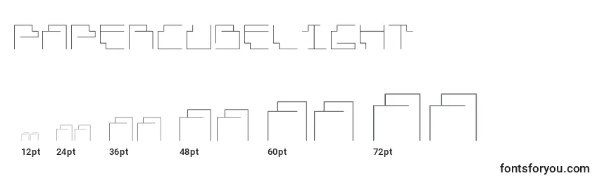 sizes of papercubelight font, papercubelight sizes