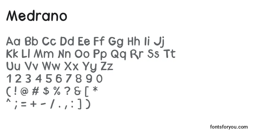 characters of medrano font, letter of medrano font, alphabet of  medrano font