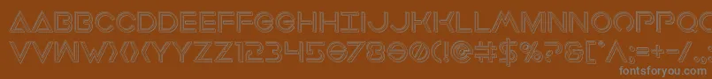 Weitere Informationen zur Earthorbiterengraved-Schriftart Earthorbiterengraved-Schriftart – Graue Schriften auf braunem Hintergrund