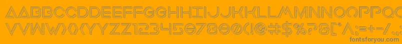 Earthorbiterengraved-Schriftart – Graue Schriften auf orangefarbenem Hintergrund