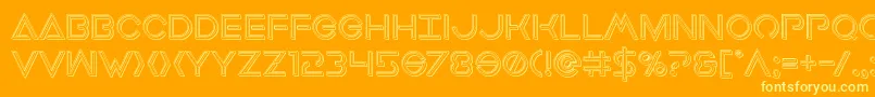 Earthorbiterengraved-Schriftart – Gelbe Schriften auf orangefarbenem Hintergrund