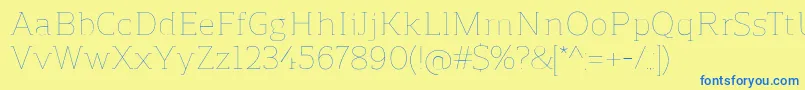 ReganslabUltralight Font – Blue Fonts on Yellow Background