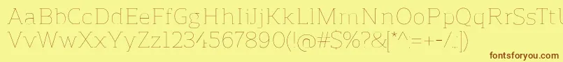 ReganslabUltralight Font – Brown Fonts on Yellow Background