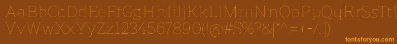 ReganslabUltralight Font – Orange Fonts on Brown Background