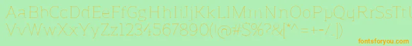ReganslabUltralight Font – Orange Fonts on Green Background