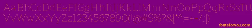 ReganslabUltralight Font – Orange Fonts on Purple Background