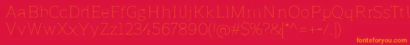 ReganslabUltralight Font – Orange Fonts on Red Background