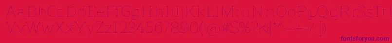 ReganslabUltralight Font – Purple Fonts on Red Background