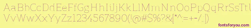 ReganslabUltralight Font – Purple Fonts on Yellow Background
