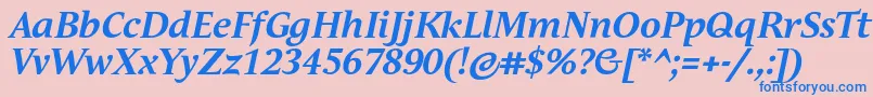 AndulkaTextProBoldItalic Font – Blue Fonts on Pink Background