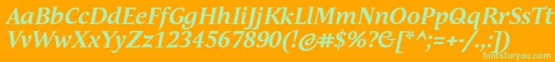 Weitere Informationen zur AndulkaTextProBoldItalic-Schriftart AndulkaTextProBoldItalic-Schriftart – Grüne Schriften auf orangefarbenem Hintergrund