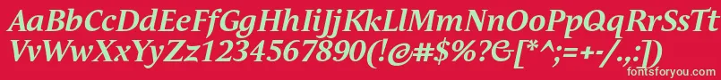 AndulkaTextProBoldItalic Font – Green Fonts on Red Background