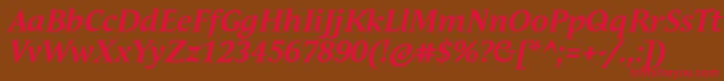 AndulkaTextProBoldItalic Font – Red Fonts on Brown Background