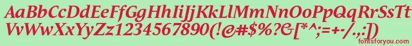 AndulkaTextProBoldItalic Font – Red Fonts on Green Background
