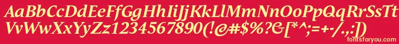 Шрифт AndulkaTextProBoldItalic – жёлтые шрифты на красном фоне