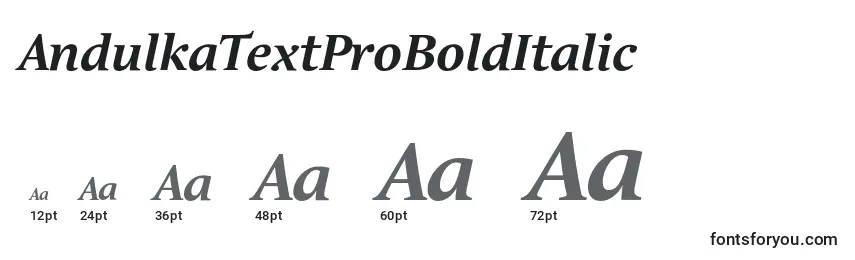 Размеры шрифта AndulkaTextProBoldItalic