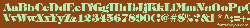 フォントTiffanyHeavyNormal – 緑色の文字が茶色の背景にあります。