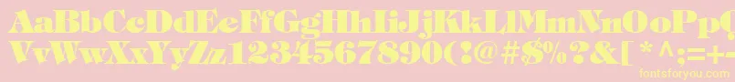 Fonte TiffanyHeavyNormal – fontes amarelas em um fundo rosa