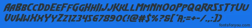 Шрифт Flashrogersexpandital – чёрные шрифты на синем фоне