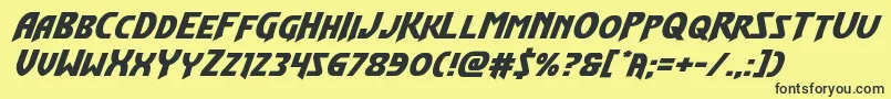 Flashrogersexpandital-fontti – mustat fontit keltaisella taustalla