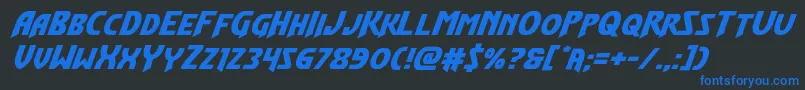 Шрифт Flashrogersexpandital – синие шрифты на чёрном фоне