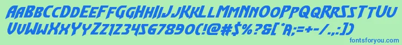 Шрифт Flashrogersexpandital – синие шрифты на зелёном фоне