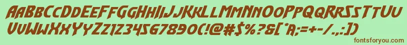 Flashrogersexpandital-fontti – ruskeat fontit vihreällä taustalla