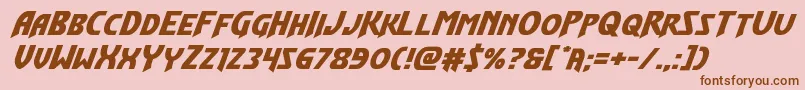 Flashrogersexpandital-Schriftart – Braune Schriften auf rosa Hintergrund