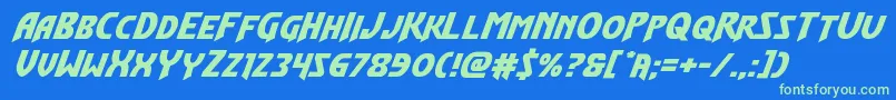 Flashrogersexpandital Font – Green Fonts on Blue Background