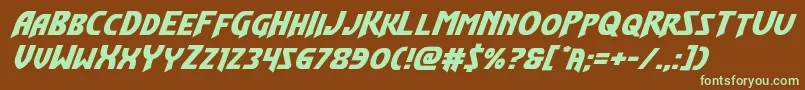 Flashrogersexpandital-fontti – vihreät fontit ruskealla taustalla