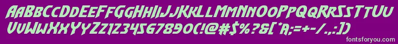 Шрифт Flashrogersexpandital – зелёные шрифты на фиолетовом фоне