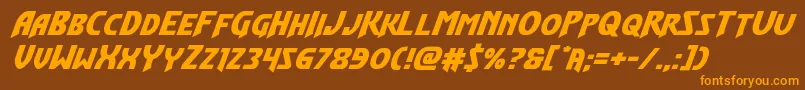Flashrogersexpandital-fontti – oranssit fontit ruskealla taustalla