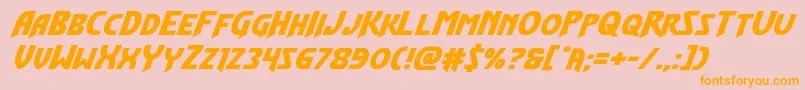 Flashrogersexpandital-Schriftart – Orangefarbene Schriften auf rosa Hintergrund