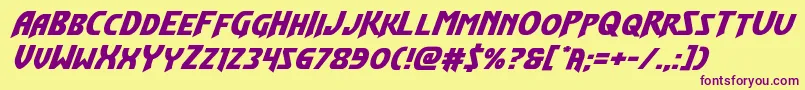 Шрифт Flashrogersexpandital – фиолетовые шрифты на жёлтом фоне