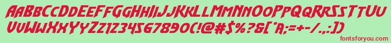 Flashrogersexpandital-fontti – punaiset fontit vihreällä taustalla