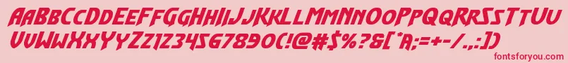 Flashrogersexpandital-Schriftart – Rote Schriften auf rosa Hintergrund