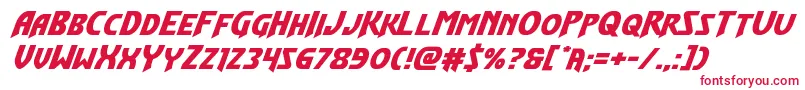 Flashrogersexpandital-Schriftart – Rote Schriften auf weißem Hintergrund
