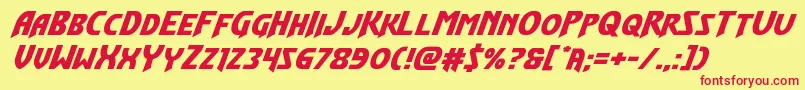 Flashrogersexpandital Font – Red Fonts on Yellow Background