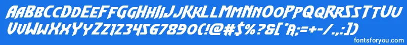Шрифт Flashrogersexpandital – белые шрифты на синем фоне