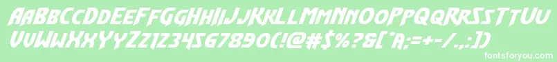 Flashrogersexpandital-fontti – valkoiset fontit vihreällä taustalla