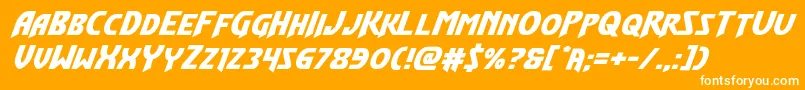 Шрифт Flashrogersexpandital – белые шрифты на оранжевом фоне