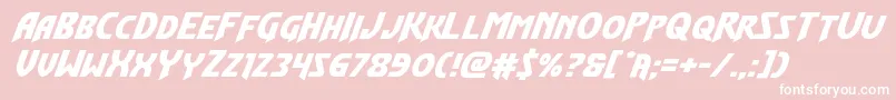 Flashrogersexpandital-Schriftart – Weiße Schriften auf rosa Hintergrund